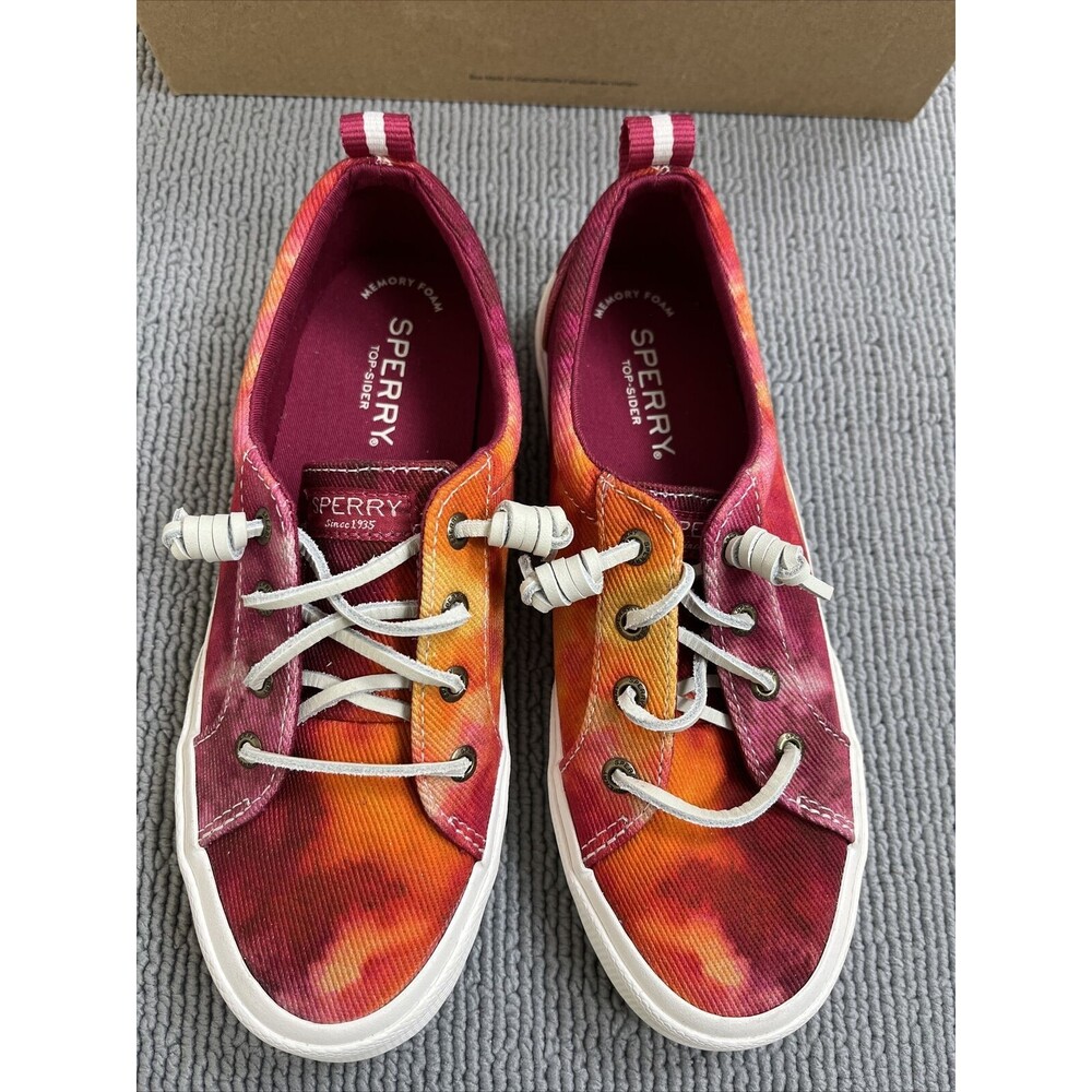 New Sperry Women/ Girl Pier Wave LTT‎ Tiedye Shoes Pink Red Orange Size 5.5